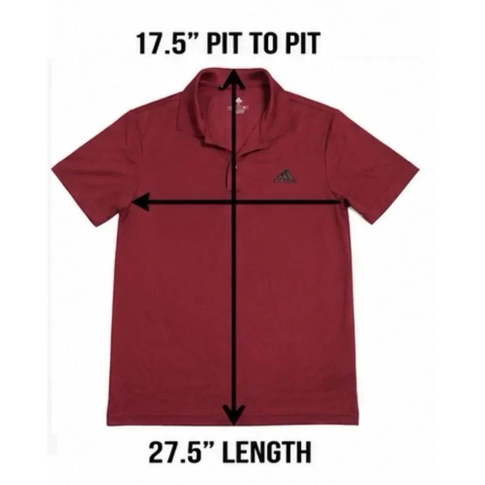 Adidas Primegreen Men’s Small Red Golf Polo Shirt Black Logo Performance